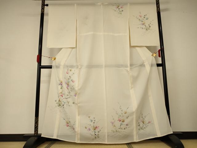 平和屋着物＊夏物 訪問着 絽 枝葉文 正絹 逸品 AABA6614jd