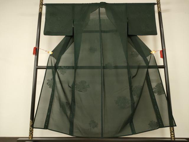 平和屋着物＊夏物 小紋 紗 草花文 銀糸 正絹 逸品 AABA6615jd