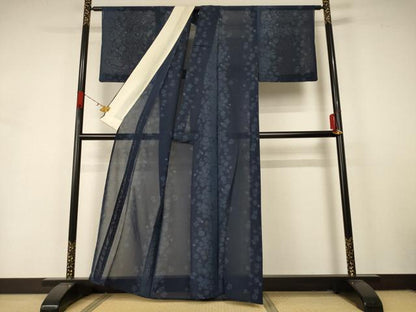平和屋着物＊夏物 紗紬 幾何学文様 正絹 逸品 AABA6617jd