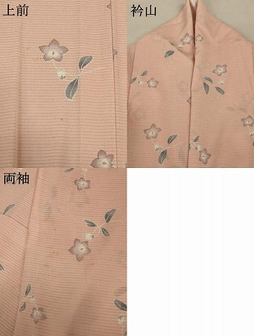 平和屋着物＊夏物 小紋 絽 草花文 洗える着物 AABA6622jd