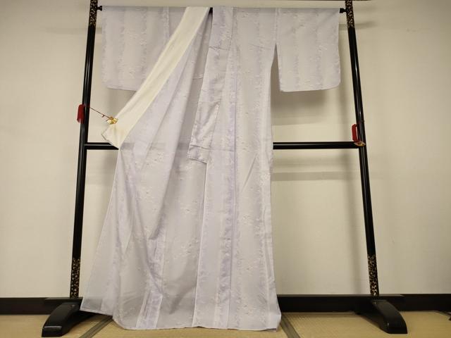 平和屋着物＊夏物 小紋 絽 草花文 洗える着物 AABA6623jd