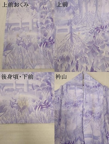 平和屋着物＊夏物 小紋 絽 草木文 洗える着物 AABA6624jd