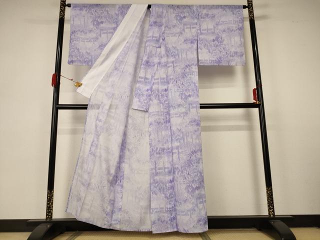 平和屋着物＊夏物 小紋 絽 草木文 洗える着物 AABA6624jd