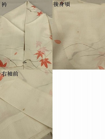 平和屋着物＊夏物 小紋 絽 楓文 洗える着物 AABA6625jd