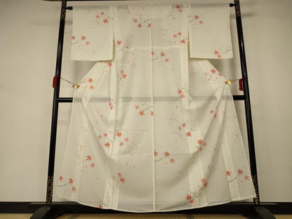 平和屋着物＊夏物 小紋 絽 楓文 洗える着物 AABA6625jd
