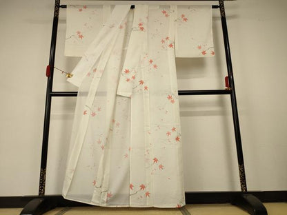 平和屋着物＊夏物 小紋 絽 楓文 洗える着物 AABA6625jd