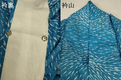 平和屋着物＊夏物 小紋 絽 魚文 洗える着物 AABA6626jd