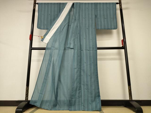 平和屋着物＊夏物 小紋 紗 絣文様 洗える着物 AABA6627jd