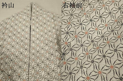平和屋着物＊夏物 小紋 絽 麻の葉文様 洗える着物 AABA6628jd