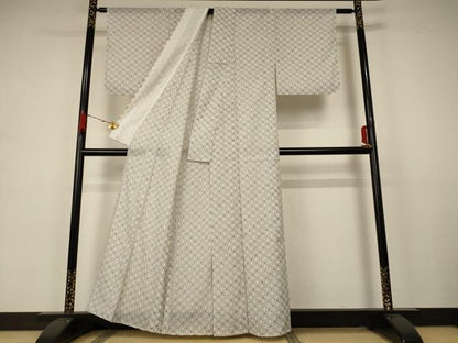 平和屋着物＊夏物 小紋 絽 麻の葉文様 洗える着物 AABA6628jd