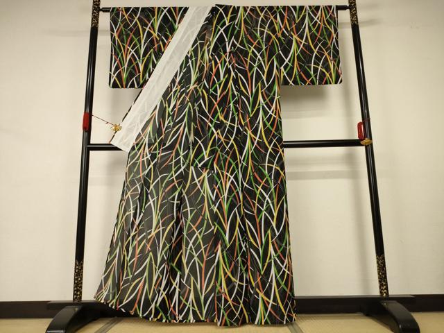 平和屋着物＊夏物 小紋 絽 芝文 洗える着物 AABA6630jd