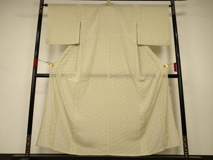 平和屋着物＊夏物 小紋 絽 麻の葉文様 洗える着物 AABA6636jd