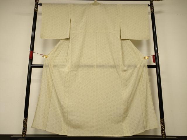 平和屋着物＊夏物 小紋 絽 麻の葉文様 洗える着物 AABA6636jd