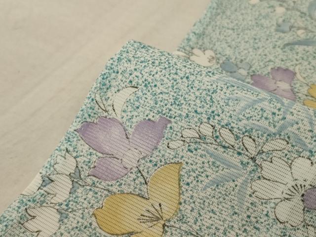 平和屋着物＊夏物 小紋 絽 草花文 洗える着物 AABA6637sx