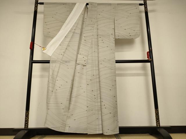 平和屋着物＊夏物 小紋 絽 舞花文 洗える着物 AABA6638jd