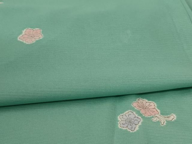 平和屋着物＊夏物 小紋 絽 舞花文 洗える着物 AABA6639jd