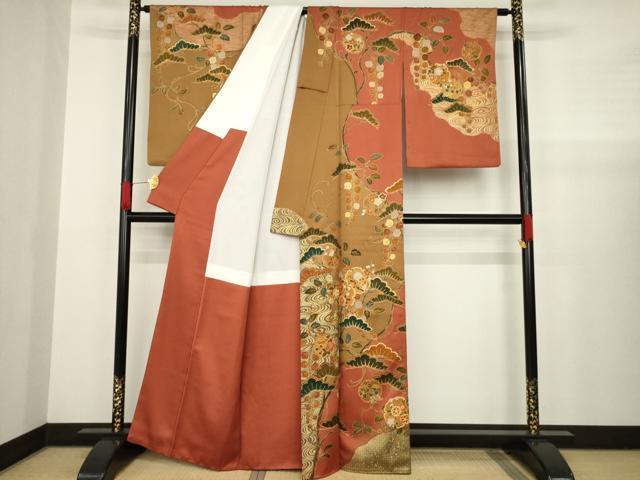 平和屋着物●訪問着 作家物 駒刺繍 雪輪吉祥花文 金彩 正絹 逸品 AABA6641ck