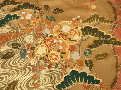 平和屋着物●訪問着 作家物 駒刺繍 雪輪吉祥花文 金彩 正絹 逸品 AABA6641ck