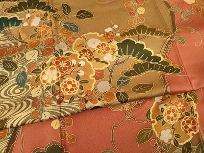 平和屋着物●訪問着 作家物 駒刺繍 雪輪吉祥花文 金彩 正絹 逸品 AABA6641ck