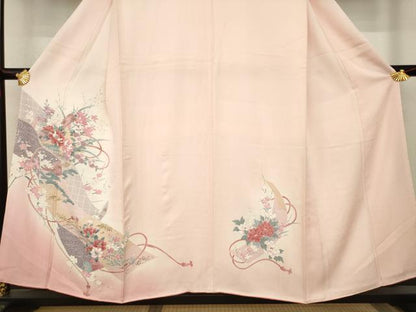 平和屋着物●訪問着 花絵巻文 金彩 正絹 逸品 AABA6659ck