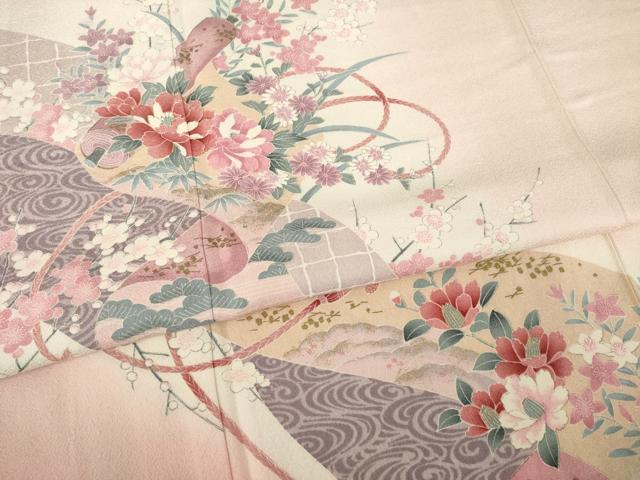 平和屋着物●訪問着 花絵巻文 金彩 正絹 逸品 AABA6659ck