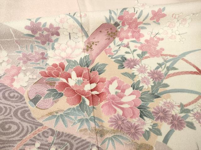 平和屋着物●訪問着 花絵巻文 金彩 正絹 逸品 AABA6659ck