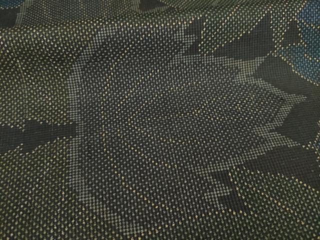 平和屋着物●本場大島紬 一元絣 葉づくし 正絹 逸品 AABA6684ck