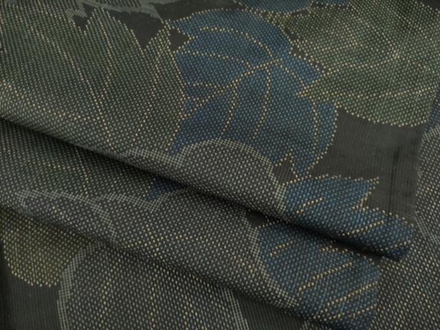 平和屋着物●本場大島紬 一元絣 葉づくし 正絹 逸品 AABA6684ck