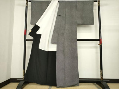 平和屋着物●江戸小紋　鮫小紋柄　黒地　正絹　逸品　AABA6685ck