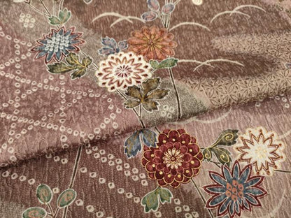 平和屋着物●上質な小紋 枝花文 金彩 正絹 逸品 AABA6694ck