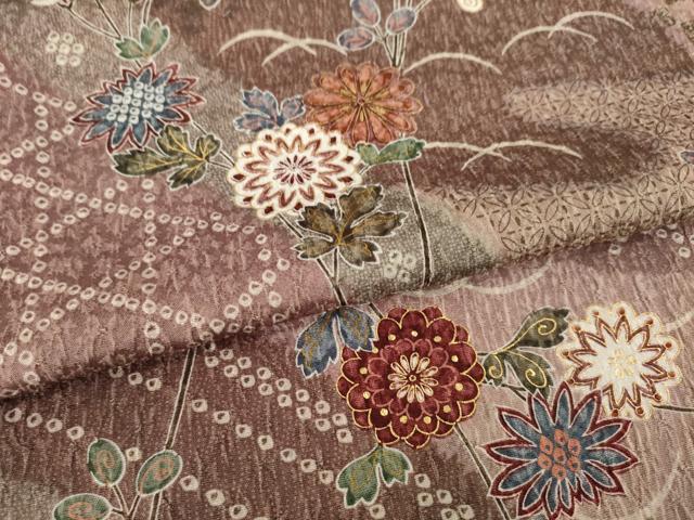 平和屋着物●上質な小紋 枝花文 金彩 正絹 逸品 AABA6694ck