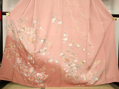 平和屋着物●訪問着 友禅 枝花文 暈し染め 金銀彩 正絹 逸品 AABA6696ck