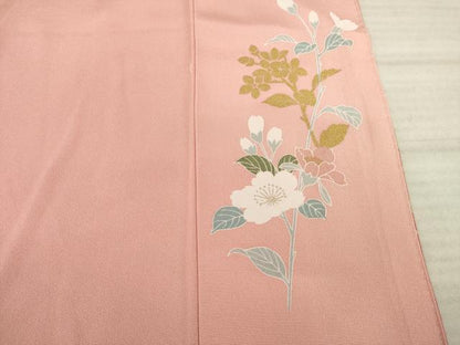 平和屋着物●訪問着 友禅 枝花文 暈し染め 金銀彩 正絹 逸品 AABA6696ck