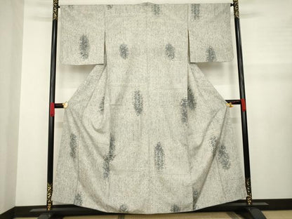 平和屋着物●上質な紬 手描き 切り嵌め花文 正絹 逸品 AABA6711ck