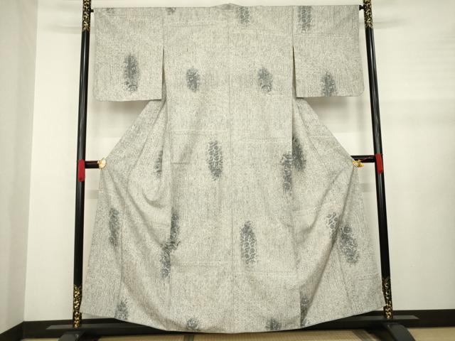 平和屋着物●上質な紬 手描き 切り嵌め花文 正絹 逸品 AABA6711ck