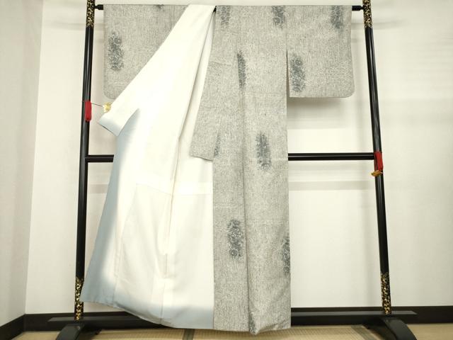 平和屋着物●上質な紬 手描き 切り嵌め花文 正絹 逸品 AABA6711ck