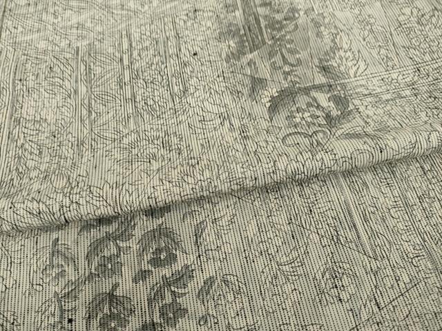 平和屋着物●上質な紬 手描き 切り嵌め花文 正絹 逸品 AABA6711ck