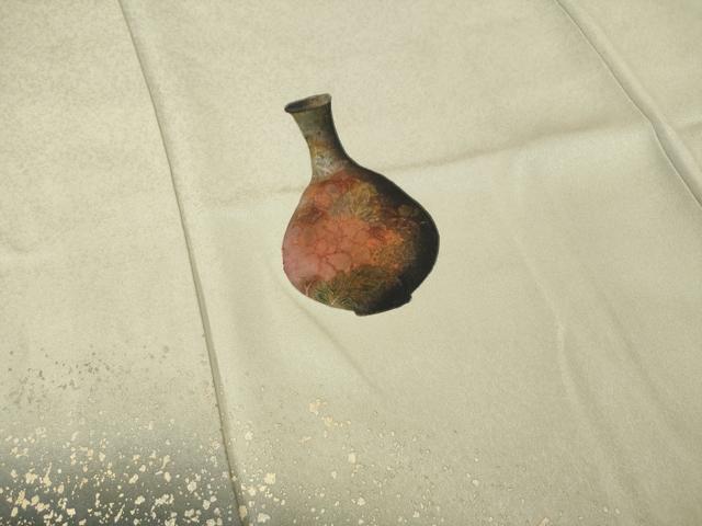 平和屋着物●訪問着 陶器花文 暈し染め 金銀彩 正絹 逸品 AABA6716ck