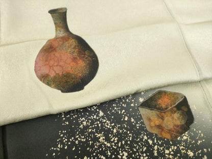 平和屋着物●訪問着 陶器花文 暈し染め 金銀彩 正絹 逸品 AABA6716ck