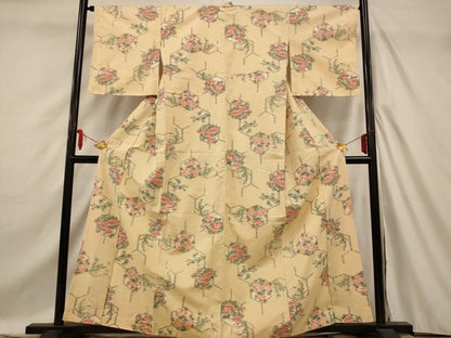 平和屋着物■上質な紬 亀甲花文 正絹 逸品 AABA6799st
