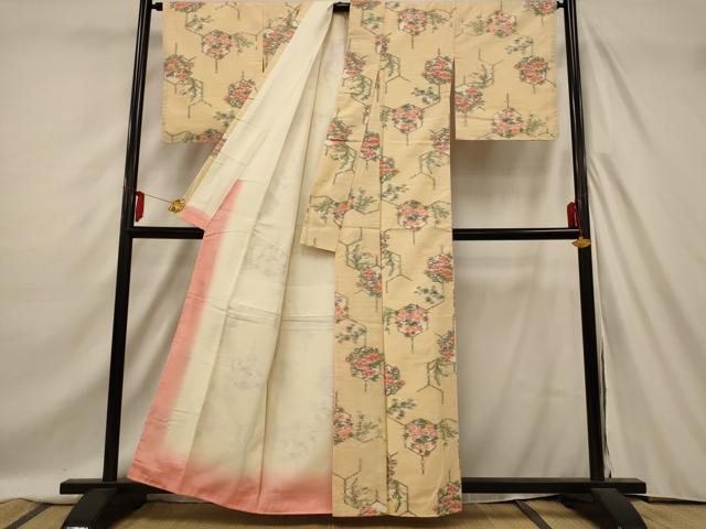平和屋着物■上質な紬 亀甲花文 正絹 逸品 AABA6799st