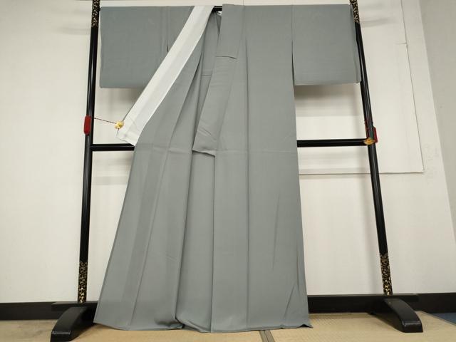 平和屋着物＊夏物 色無地 絽 灰色 正絹 逸品 AABA6821st
