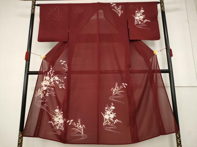 平和屋着物＊夏物 訪問着 絽 流水草花文 正絹 逸品 AABA6824st