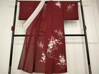 平和屋着物＊夏物 訪問着 絽 流水草花文 正絹 逸品 AABA6824st