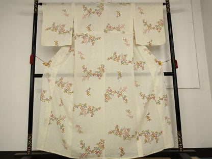 平和屋着物＊夏物 小紋 絽 草花文 正絹 逸品 AABA6826st