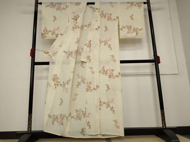 平和屋着物＊夏物 小紋 絽 草花文 正絹 逸品 AABA6826st
