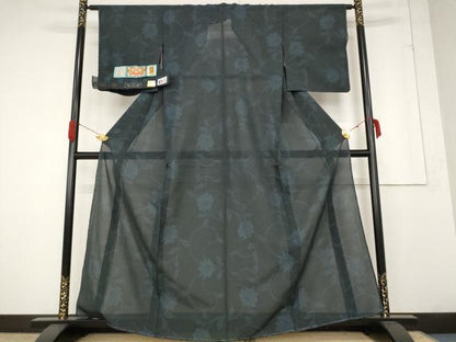 平和屋着物＊夏物 本場大島紬 夏大島 更紗花文 証紙付き 正絹 逸品 AABA6827st