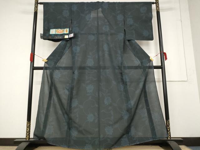 平和屋着物＊夏物 本場大島紬 夏大島 更紗花文 証紙付き 正絹 逸品 AABA6827st