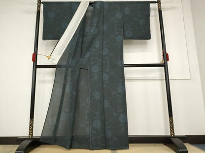 平和屋着物＊夏物 本場大島紬 夏大島 更紗花文 証紙付き 正絹 逸品 AABA6827st