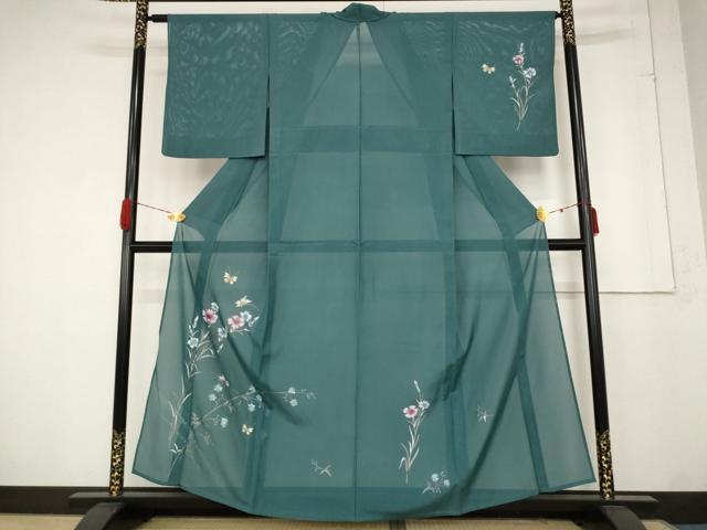 平和屋着物＊夏物 訪問着 絽 花蝶文 正絹 逸品 AABA6832st